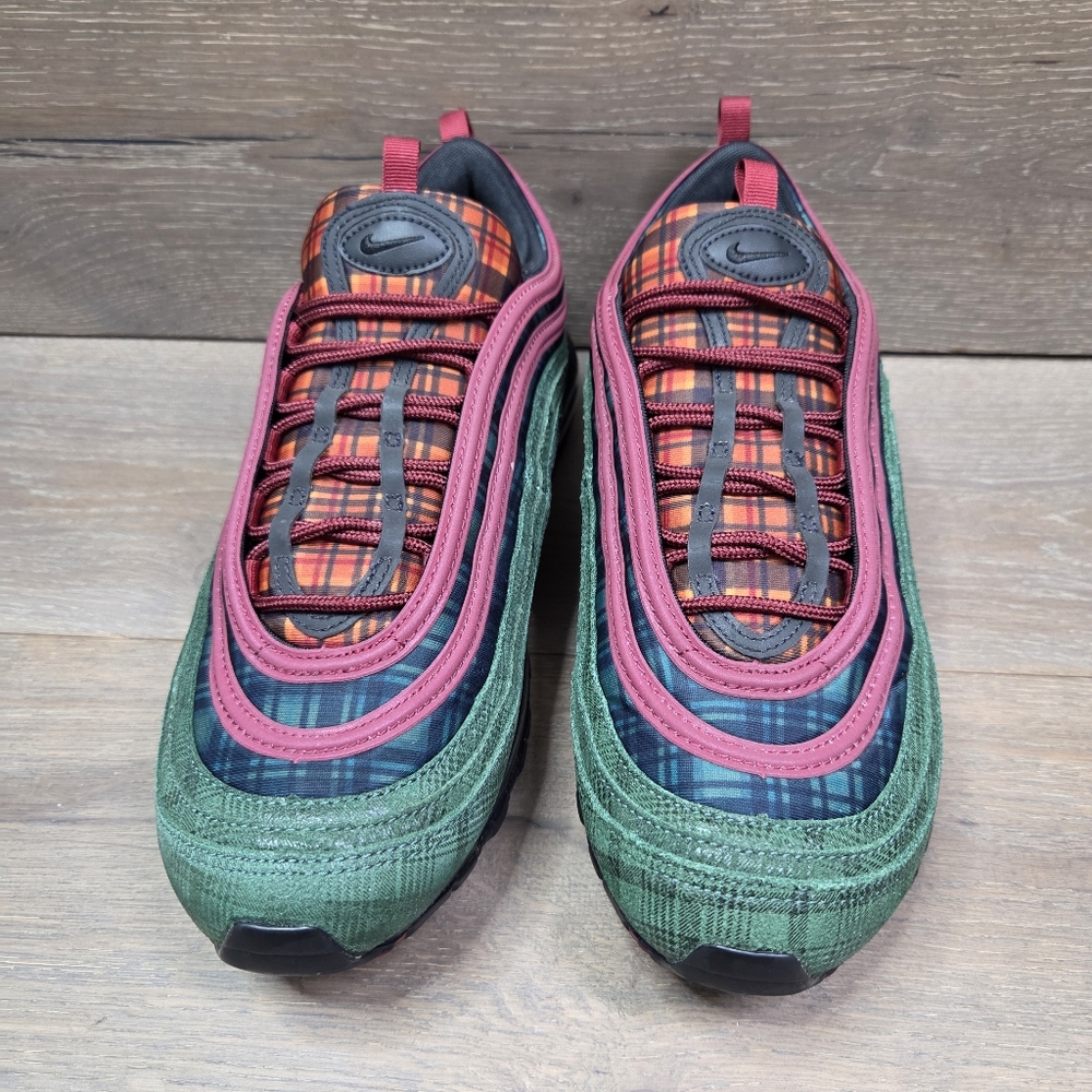 Rare Nike Air Max 97 NRG Plaid Jacket Pack Green Burgundy Suede AT6145-600